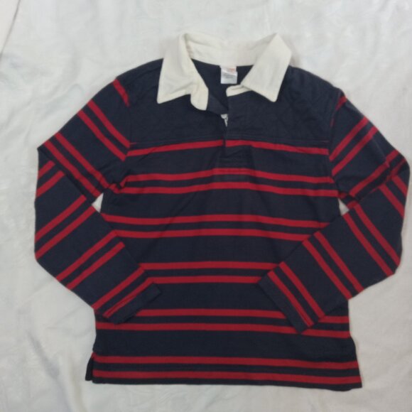Gymboree Boys 10 Aviator School Red Blue Striped Rugby Shirt Long Sleeve Vintage - Picture 3 of 9
